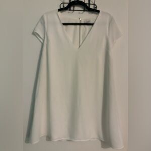 Tobi Womens White Short Sleeve Mini Dress Exposed Back Zip Sz Small Polyester